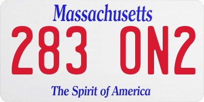 MA license plate 283ON2
