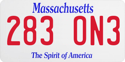 MA license plate 283ON3