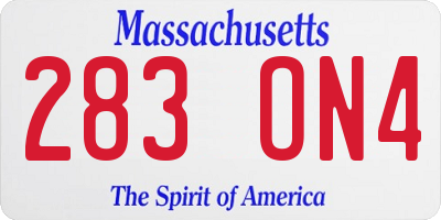 MA license plate 283ON4