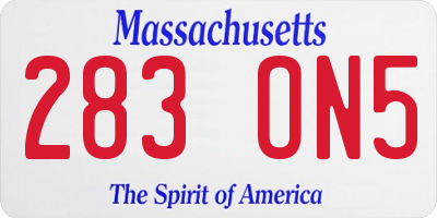 MA license plate 283ON5