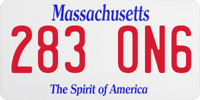 MA license plate 283ON6
