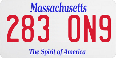 MA license plate 283ON9