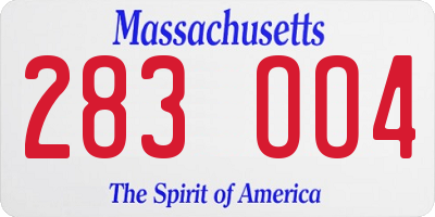 MA license plate 283OO4