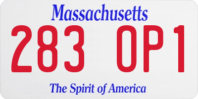 MA license plate 283OP1
