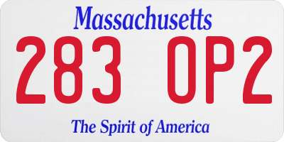 MA license plate 283OP2