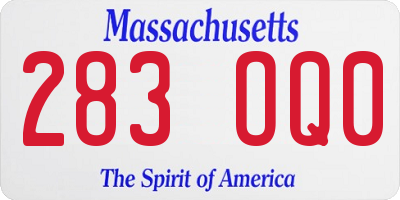 MA license plate 283OQ0