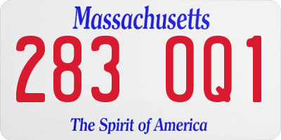 MA license plate 283OQ1