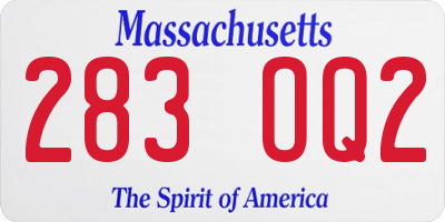 MA license plate 283OQ2