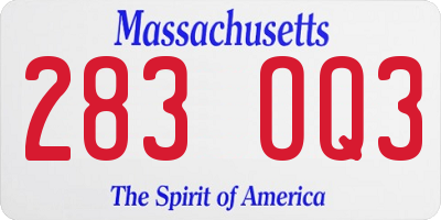 MA license plate 283OQ3