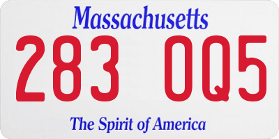 MA license plate 283OQ5