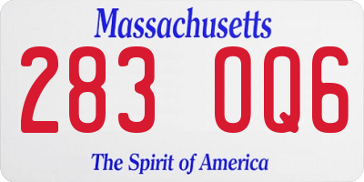 MA license plate 283OQ6