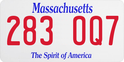 MA license plate 283OQ7