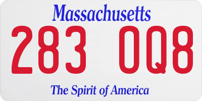 MA license plate 283OQ8