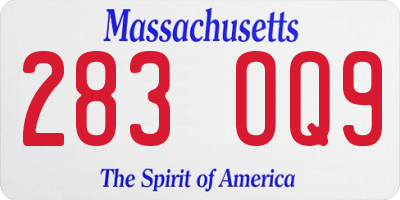 MA license plate 283OQ9