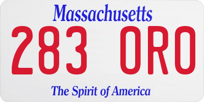 MA license plate 283OR0