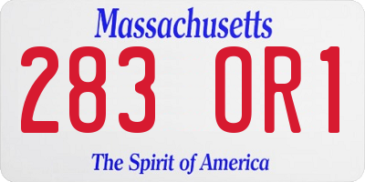 MA license plate 283OR1