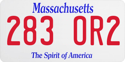 MA license plate 283OR2