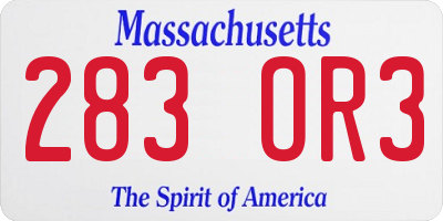 MA license plate 283OR3