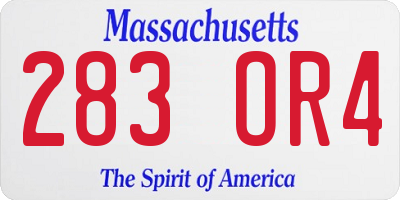 MA license plate 283OR4