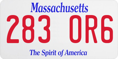 MA license plate 283OR6