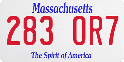 MA license plate 283OR7