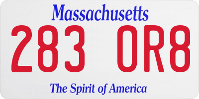 MA license plate 283OR8