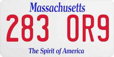 MA license plate 283OR9