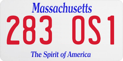 MA license plate 283OS1