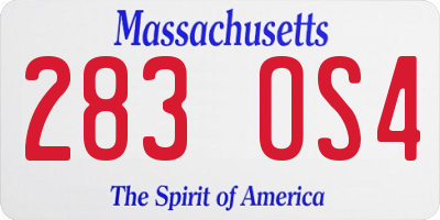 MA license plate 283OS4
