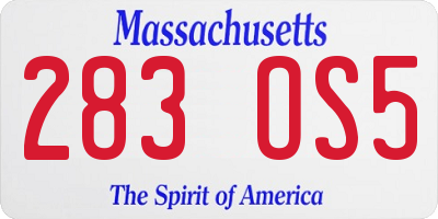 MA license plate 283OS5