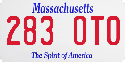MA license plate 283OT0