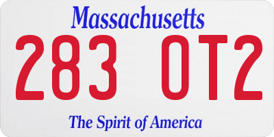 MA license plate 283OT2