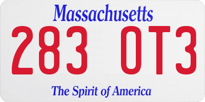 MA license plate 283OT3