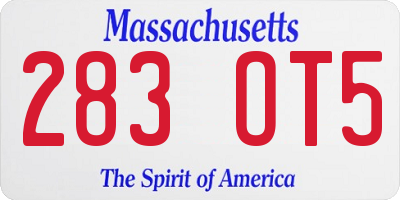 MA license plate 283OT5
