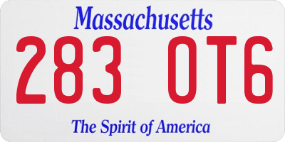 MA license plate 283OT6