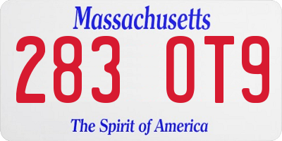 MA license plate 283OT9