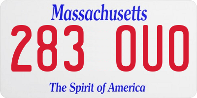 MA license plate 283OU0