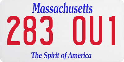 MA license plate 283OU1