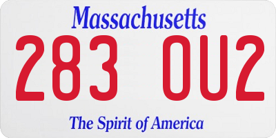 MA license plate 283OU2