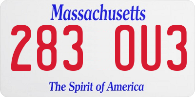 MA license plate 283OU3