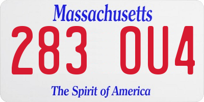 MA license plate 283OU4