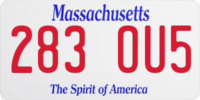 MA license plate 283OU5