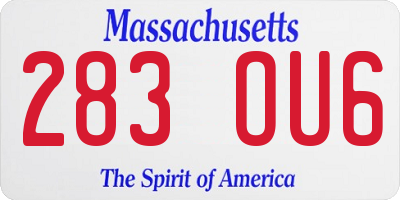 MA license plate 283OU6