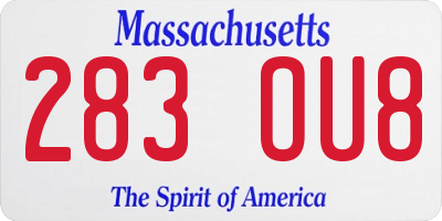 MA license plate 283OU8
