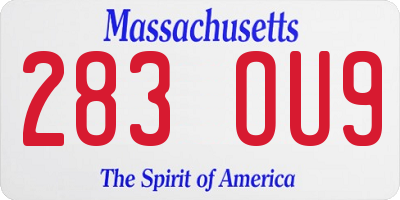 MA license plate 283OU9