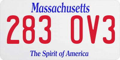 MA license plate 283OV3