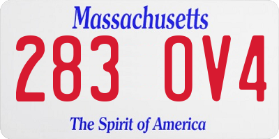 MA license plate 283OV4