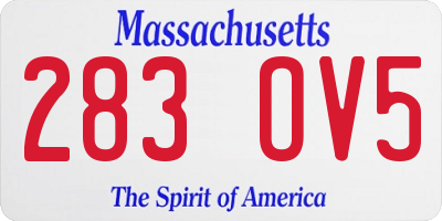 MA license plate 283OV5