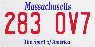 MA license plate 283OV7
