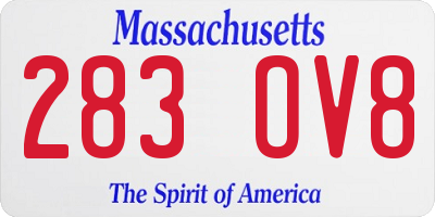 MA license plate 283OV8